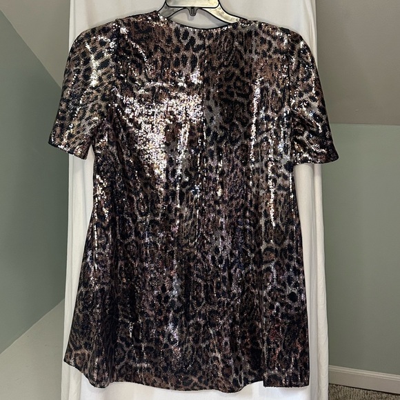 Zara Silver Sequin Short Sleeve Blouse - Picture 5 of 9